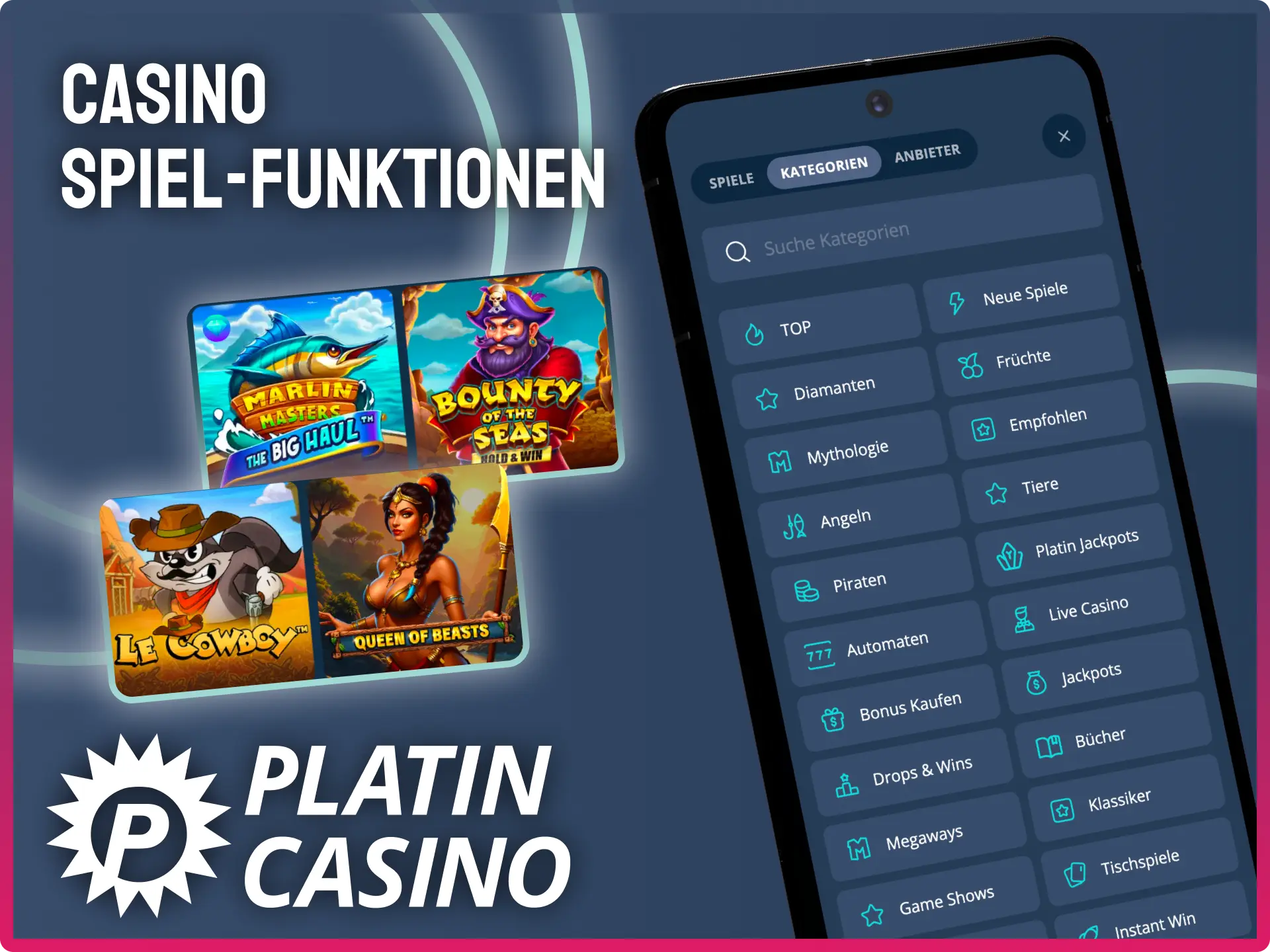 Casino Spiele bei Platin Casino entdecken und sofort starten.