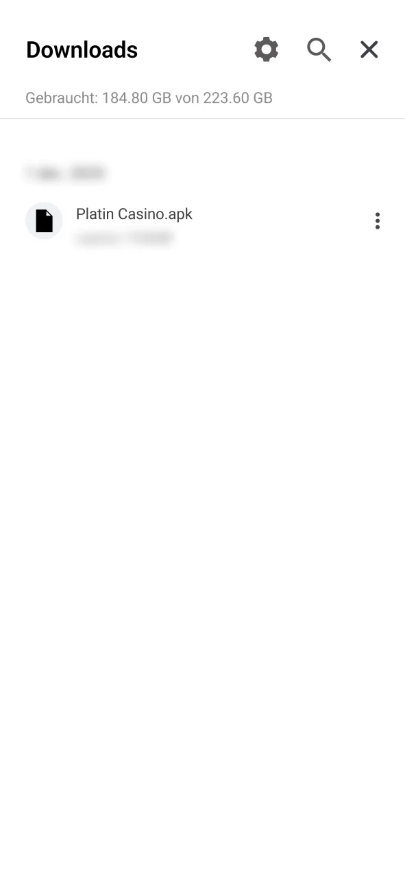 Download bestätigen und Platin Casino APK speichern.