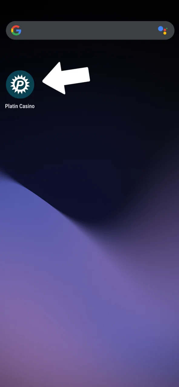 Platin Casino Symbol auf Homescreen oder im App-Menü öffnen.