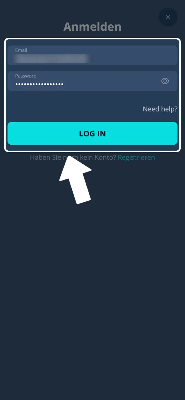 Platin Casino E-Mail und Passwort eingeben.