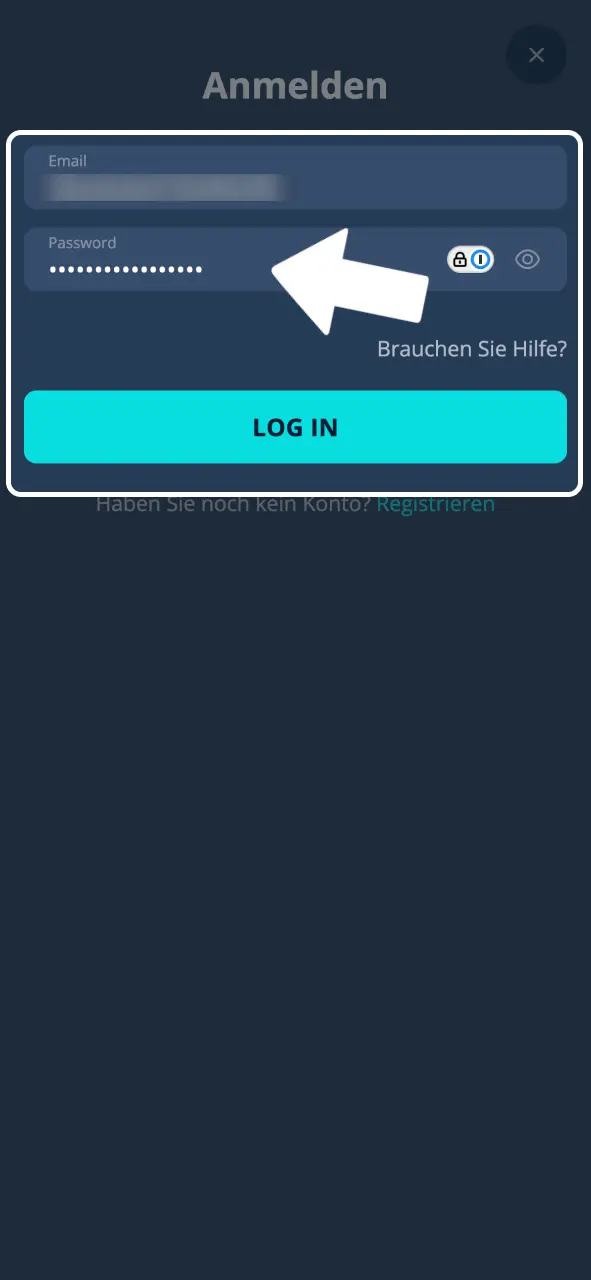 Mit neuer E-Mail und Passwort bei Platin Casino anmelden.