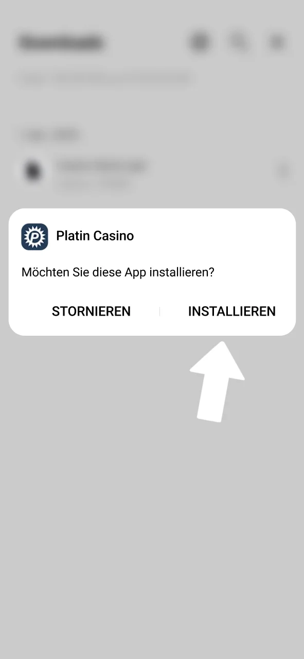 Platin Casino APK auswählen und die Installation starten.