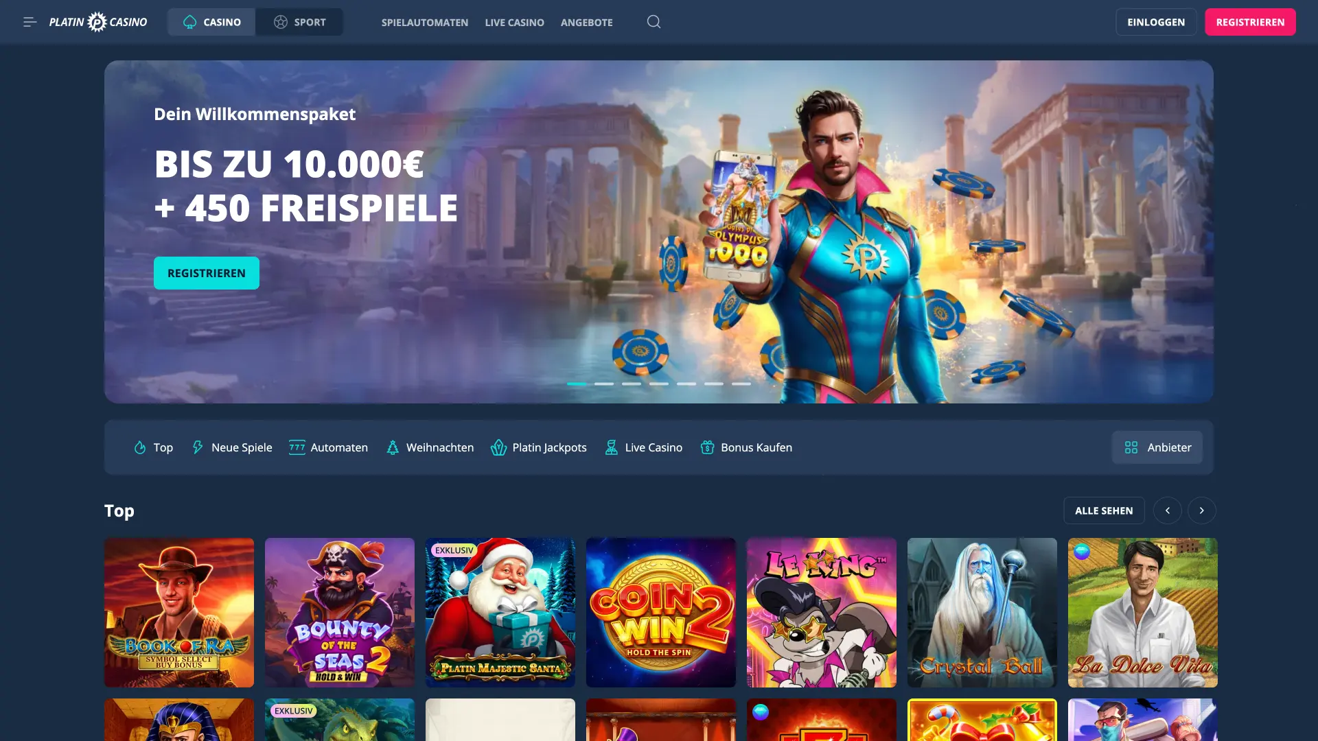 Platin Casino App starten und direkt spielen.
