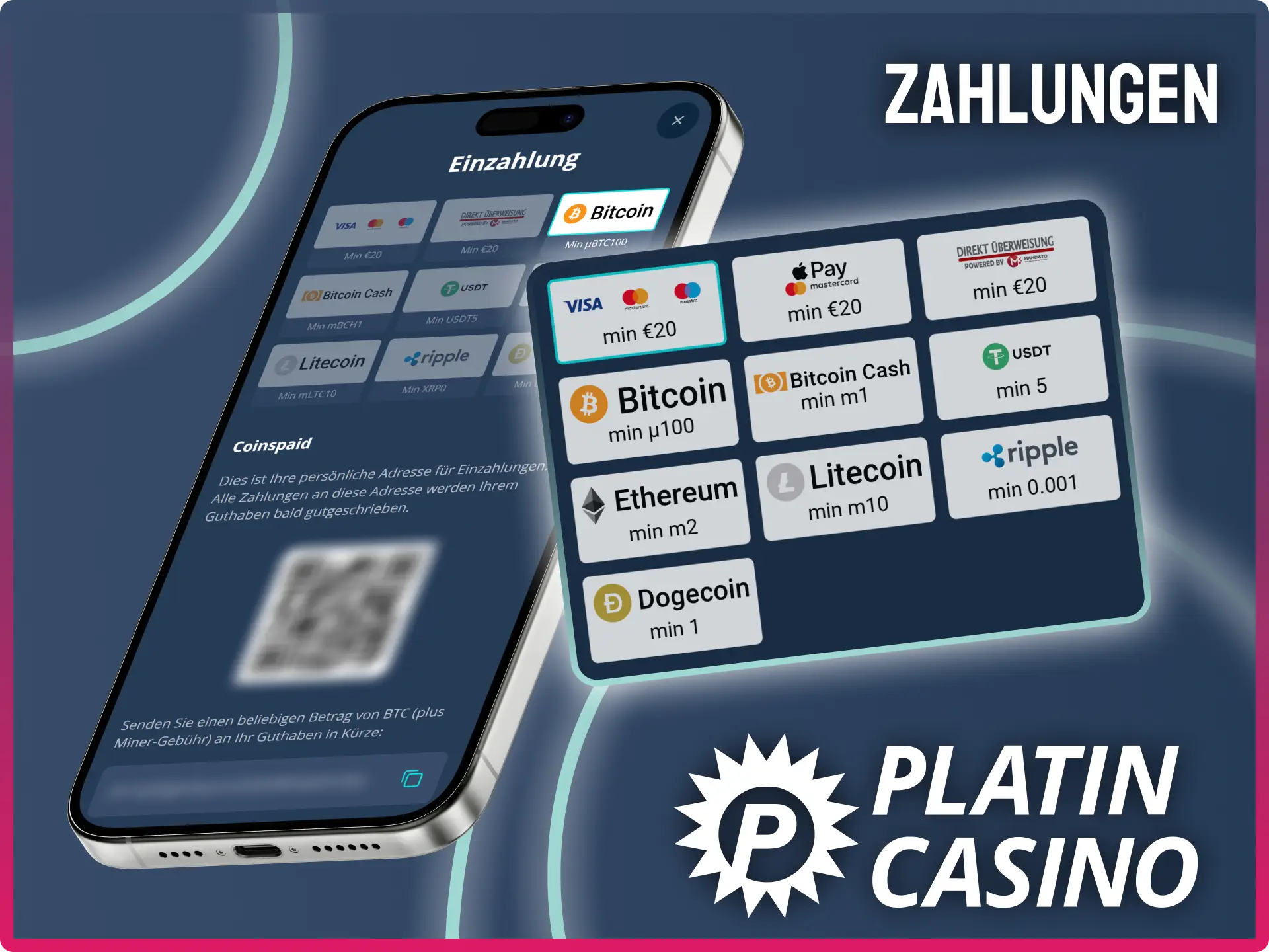 Wähle deine bevorzugte Methode für mobile Zahlungen direkt im Platin Casino.