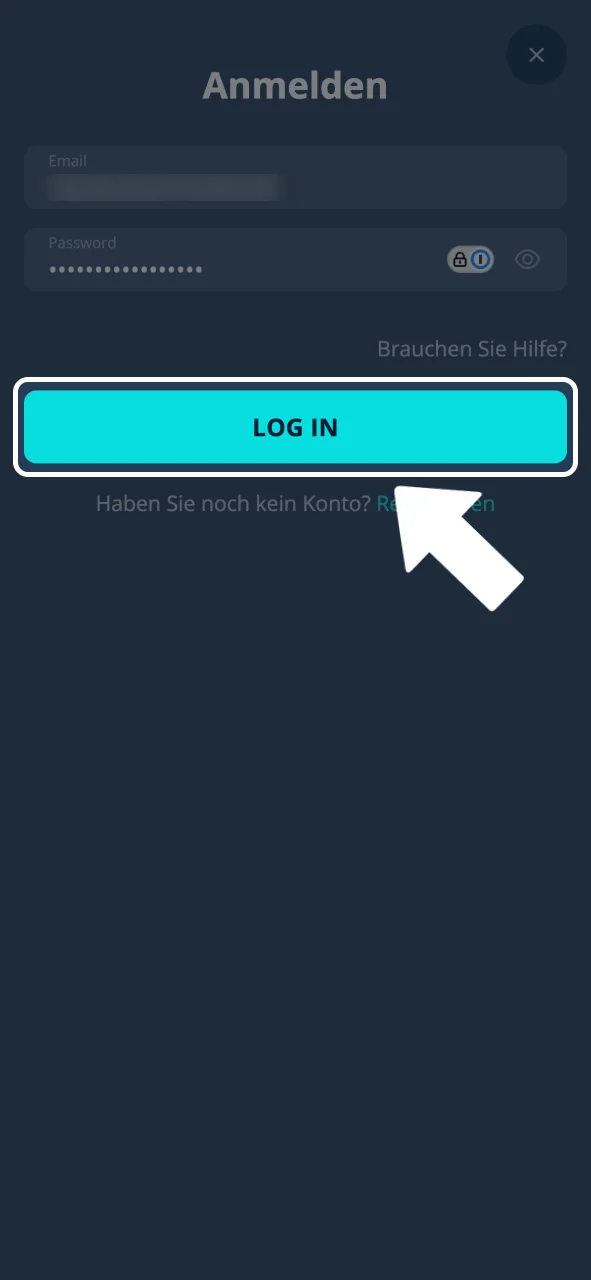 Platin Casino App öffnen und einloggen oder registrieren.