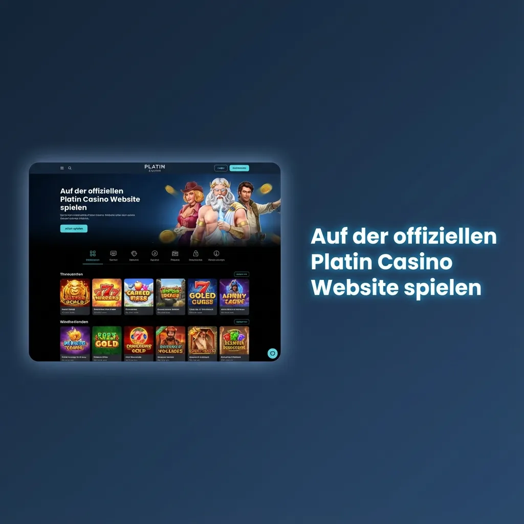 Laptopbildschirm mit geöffneter Platin Casino Website, zeigt Slots, Live Casino und Sportwetten im Browser