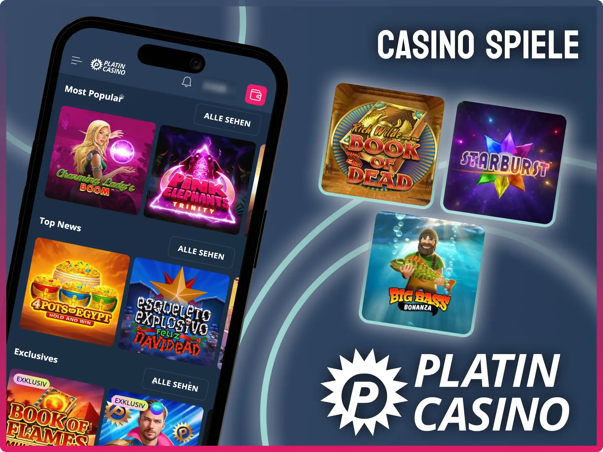 Casino Spiele in der Platin Casino iOS App starten und genießen.
