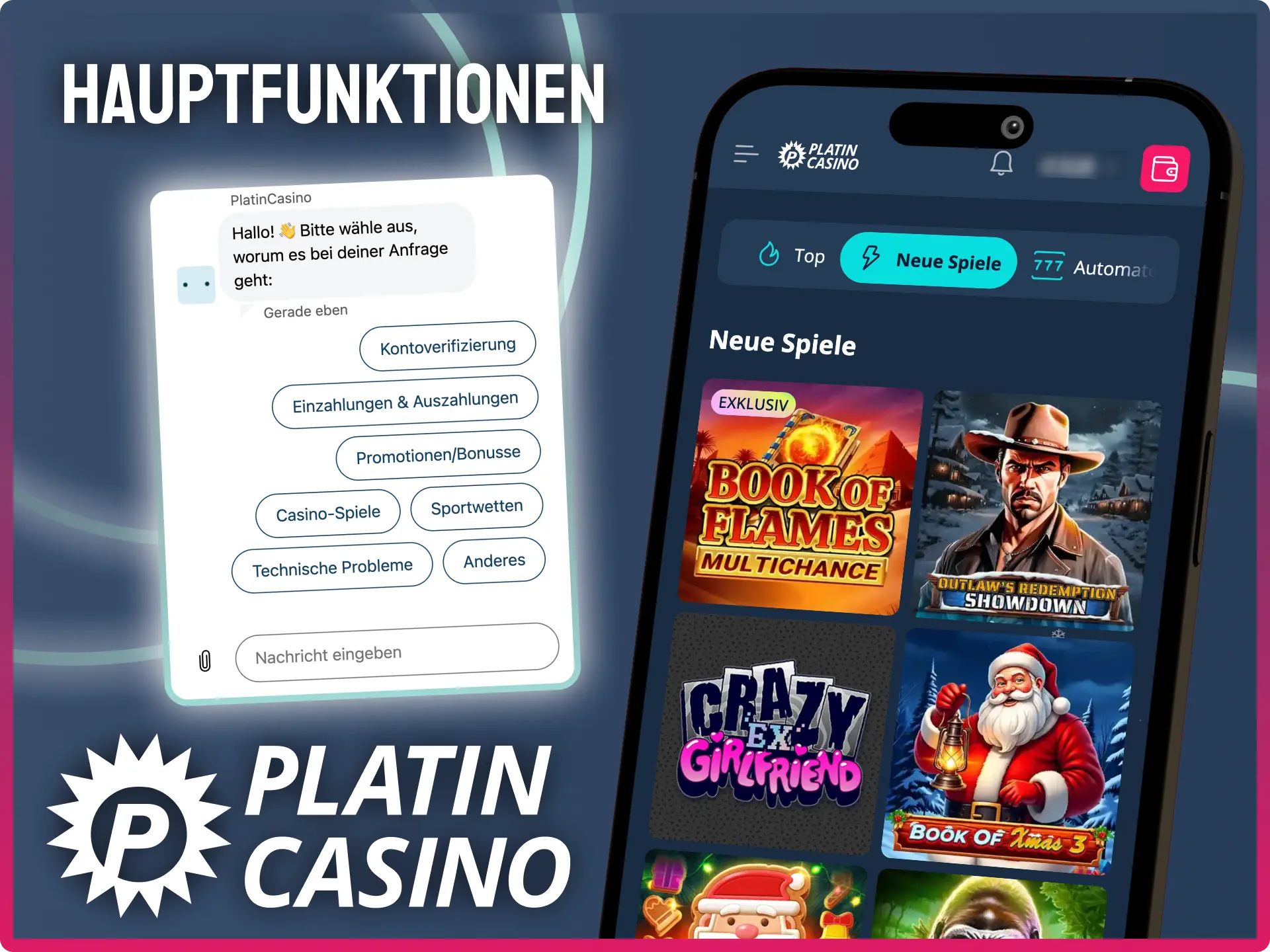Hauptfunktionen der Platin Casino iOS App entdecken und nutzen.