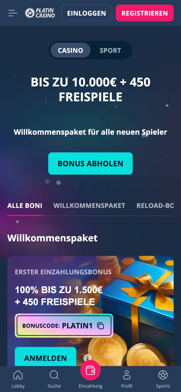 Platin Casino Boni öffnen und Vorteil sichern.