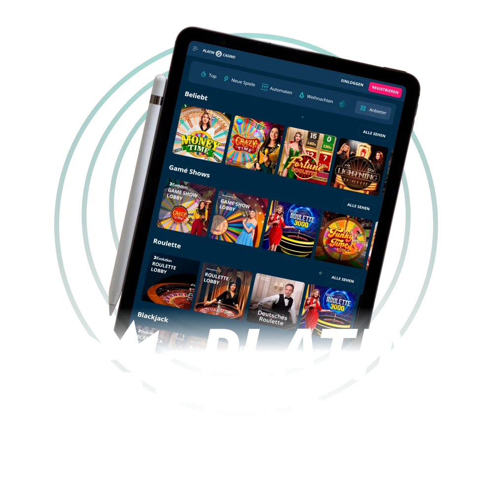 Spielen Sie Roulette und Blackjack live im Platin Casino.