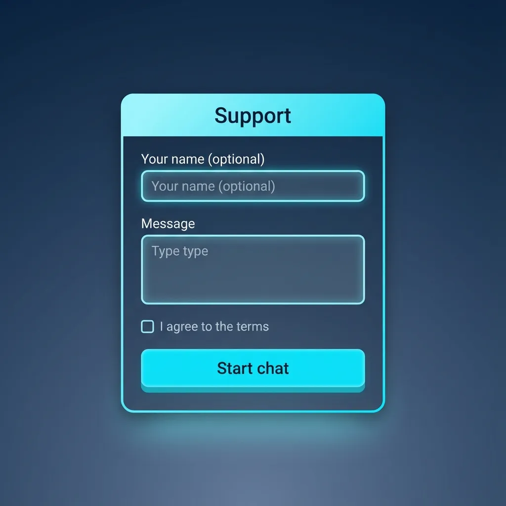 Illustration eines Desktop-PCs mit Symbolen für Chat, E-Mail, Formular und FAQ als Supportoptionen für Nutzer