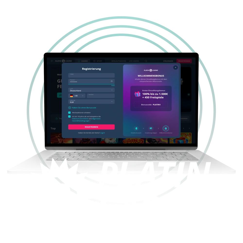 Füllen Sie das Formular aus und registrieren Sie sich bei Platin Casino.
