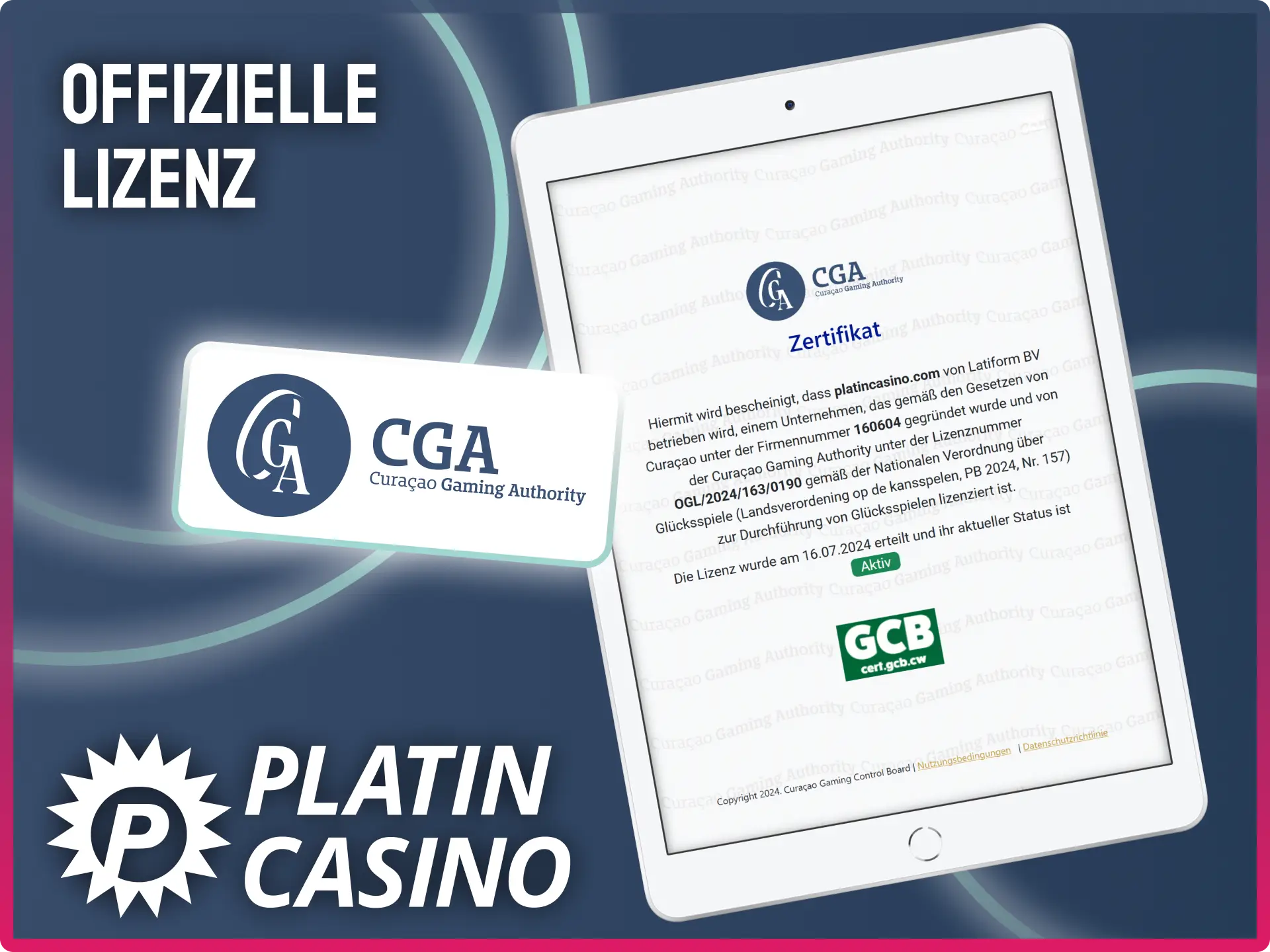 Spiele sicher und vertraue auf die offizielle Lizenz von Platin Casino.