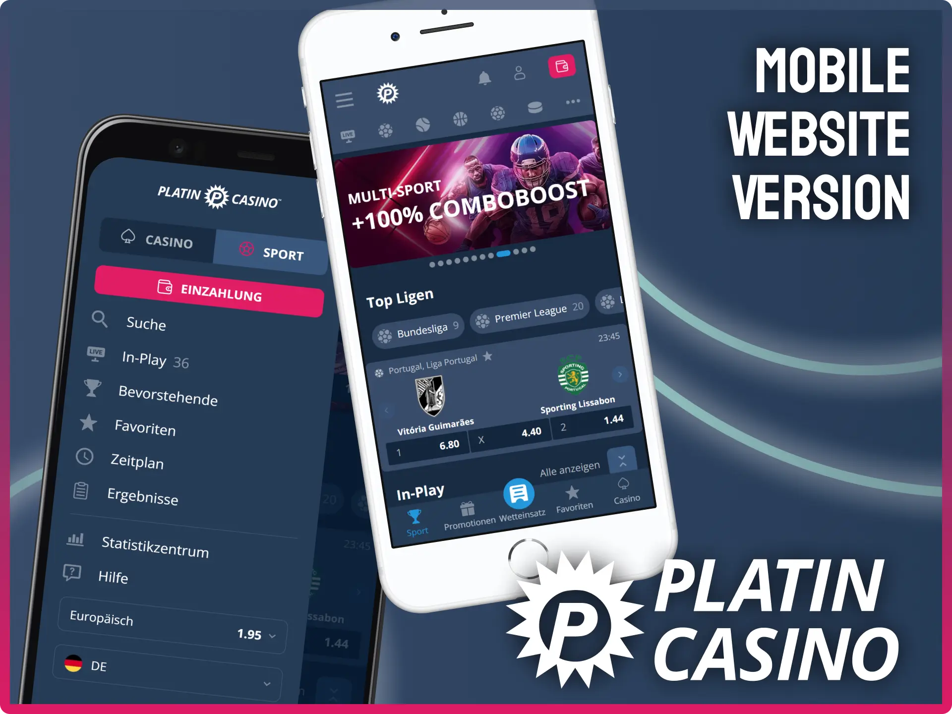 Genieße das Spielvergnügen überall mit der mobilen Website Version von Platin Casino.