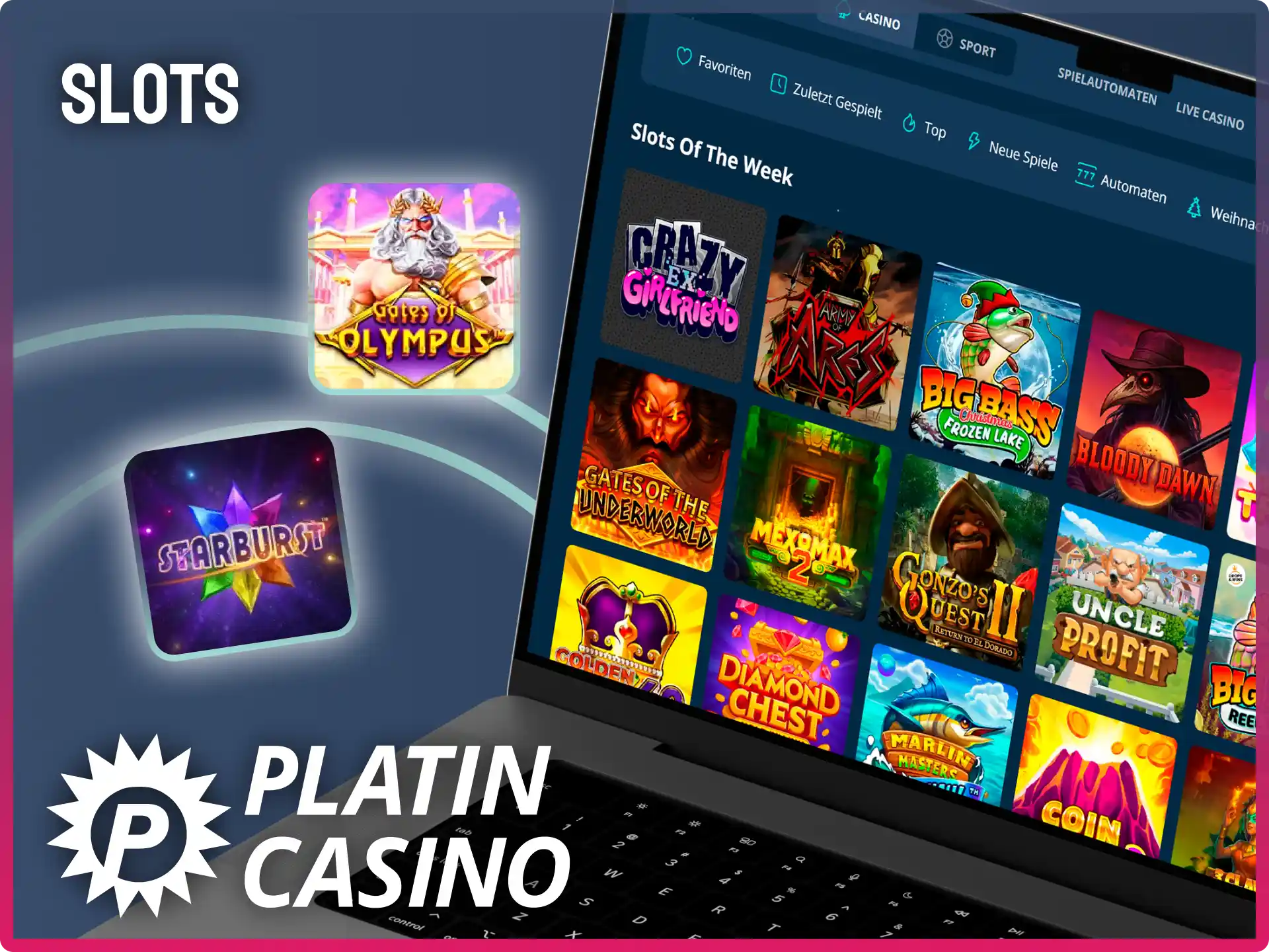 Drehe die Walzen der beliebtesten Slots und sichere dir Chancen im Platin Casino.