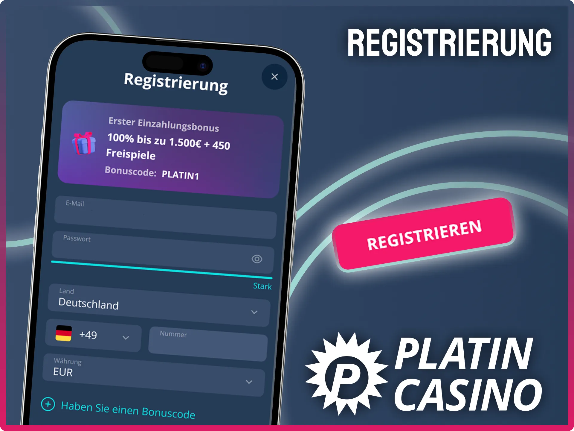 Erstelle jetzt dein Konto und hole dir deinen Willkommensbonus bei Platin Casino.