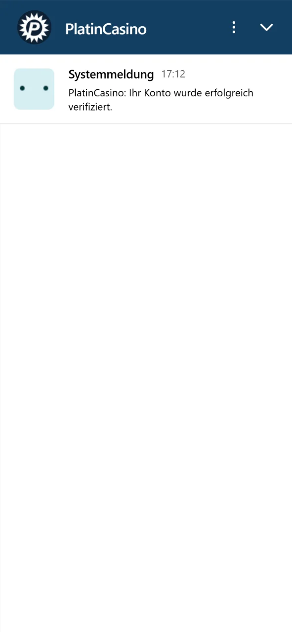 Warte auf die Prüfung durch den Support bei Platin Casino, bis dein Konto verifiziert ist und Auszahlungen möglich sind.