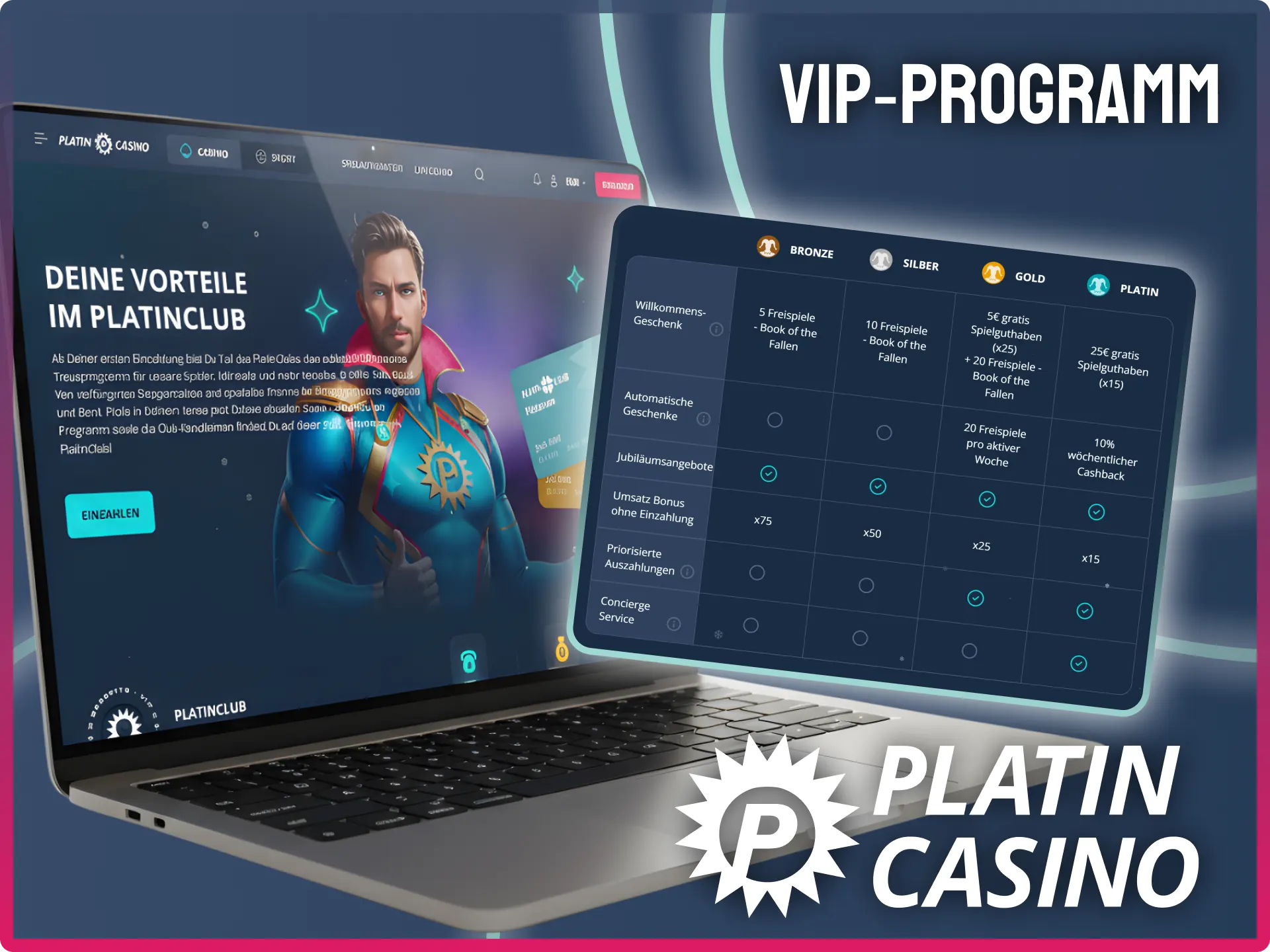 Sammle Punkte und genieße exklusive Vorteile im VIP-Programm von Platin Casino.