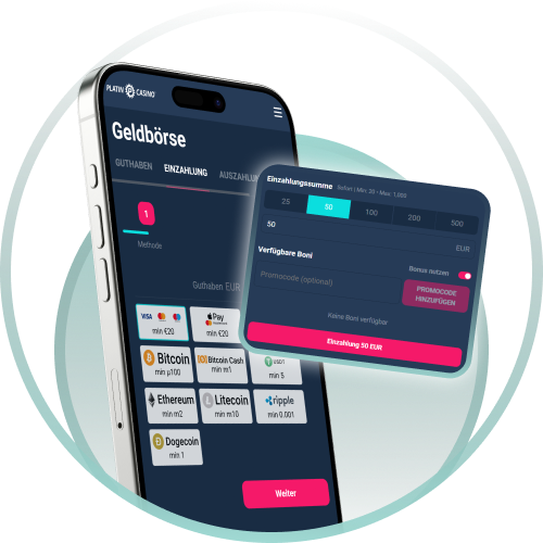 Tätige schnelle und sichere Einzahlungen mit vielfältigen Methoden im Platin Casino.