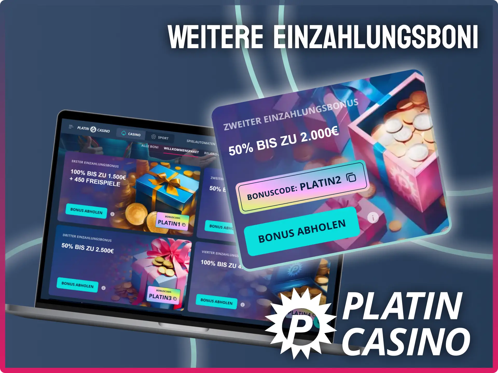 Profitiere von weiteren Einzahlungsboni und erhöhe dein Guthaben im Platin Casino.