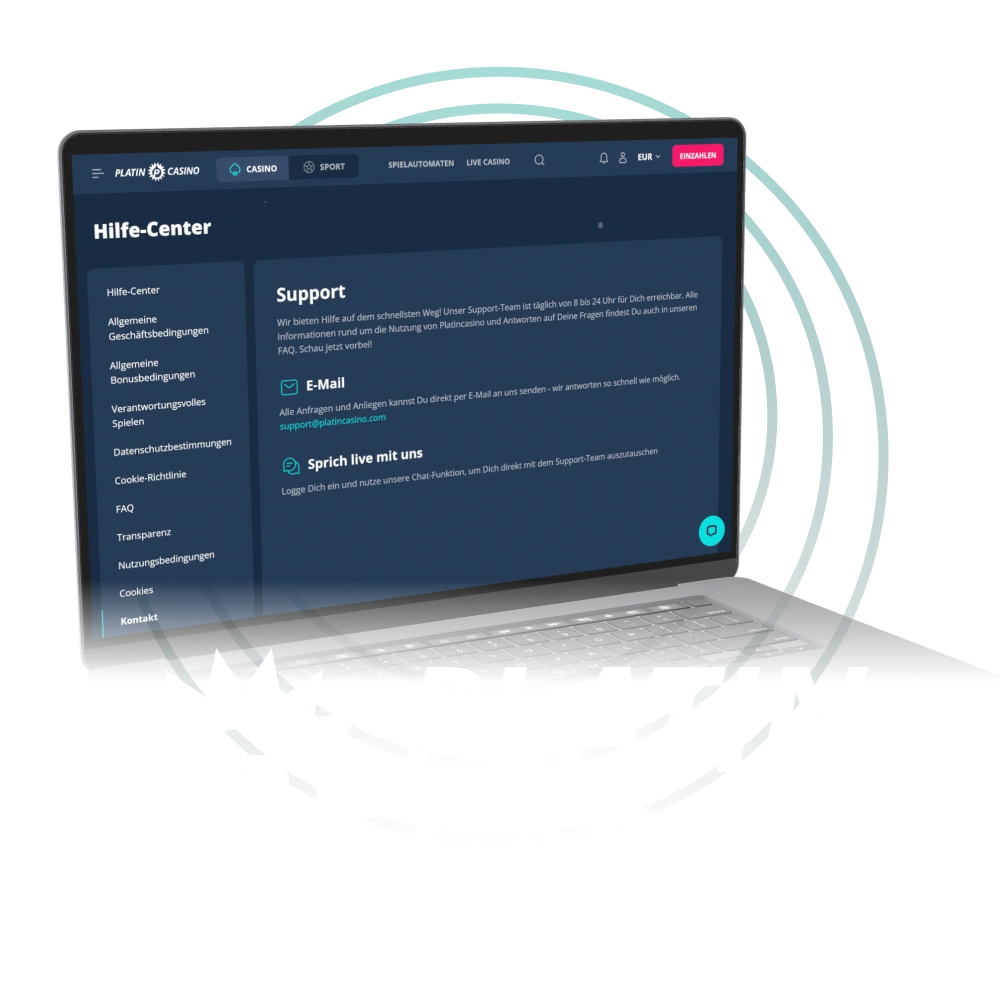 Finden Sie schnelle Antworten im Hilfe-Center von Platin Casino.