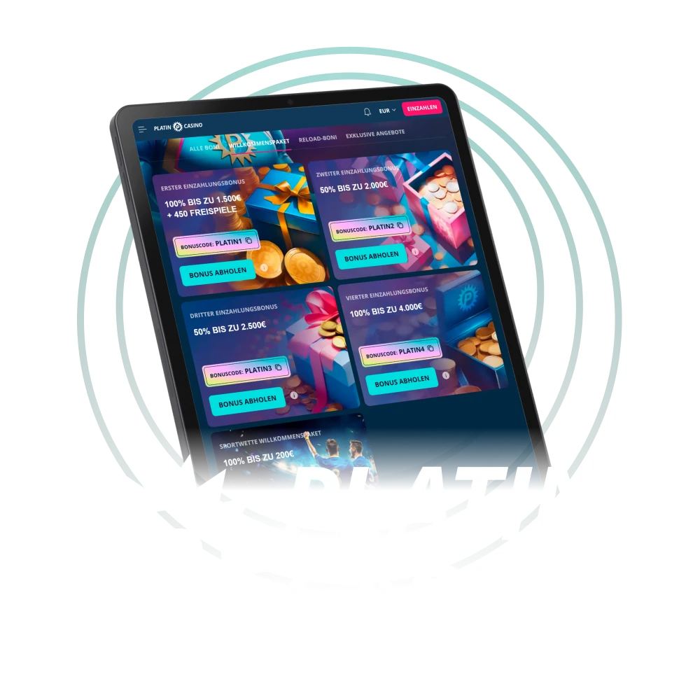 Holen Sie sich das lukrative Willkommenspaket von Platin Casino.