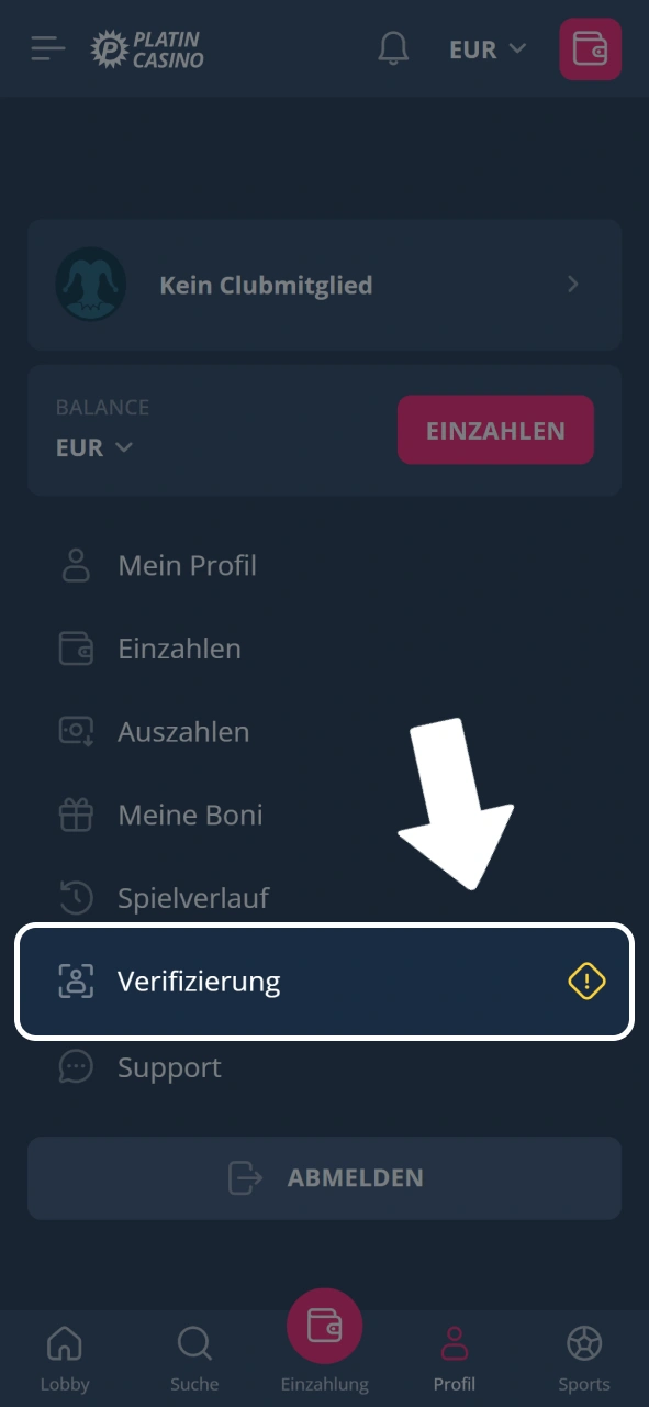 Stelle sicher, dass dein Konto für Auszahlungen vollständig verifiziert ist.