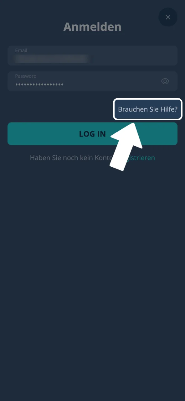 Platin Casino Passwort vergessen Link anklicken.