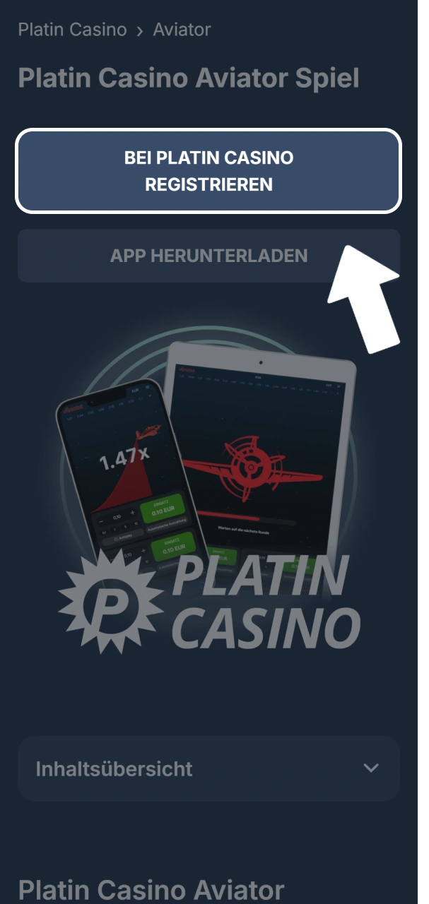 Starte jetzt durch und registriere dich über den Button im Platin Casino.