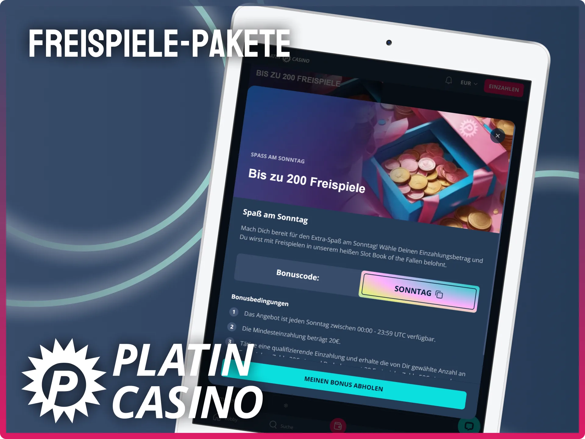 Starte den Sonntag mit einem großen Paket an Freispielen im Platin Casino.