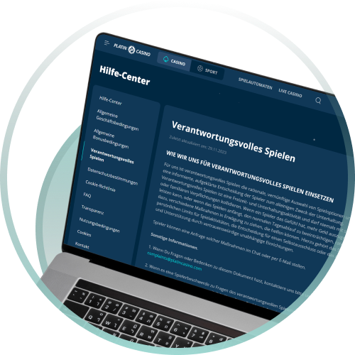 Finde wichtige Informationen zum Spielerschutz im Hilfe-Center von Platin Casino.