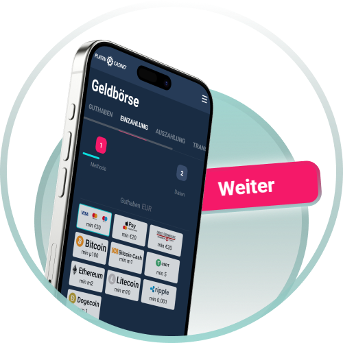 Entscheide dich für eine der vielen Zahlungsarten für mobile Einzahlungen bei Platin Casino.