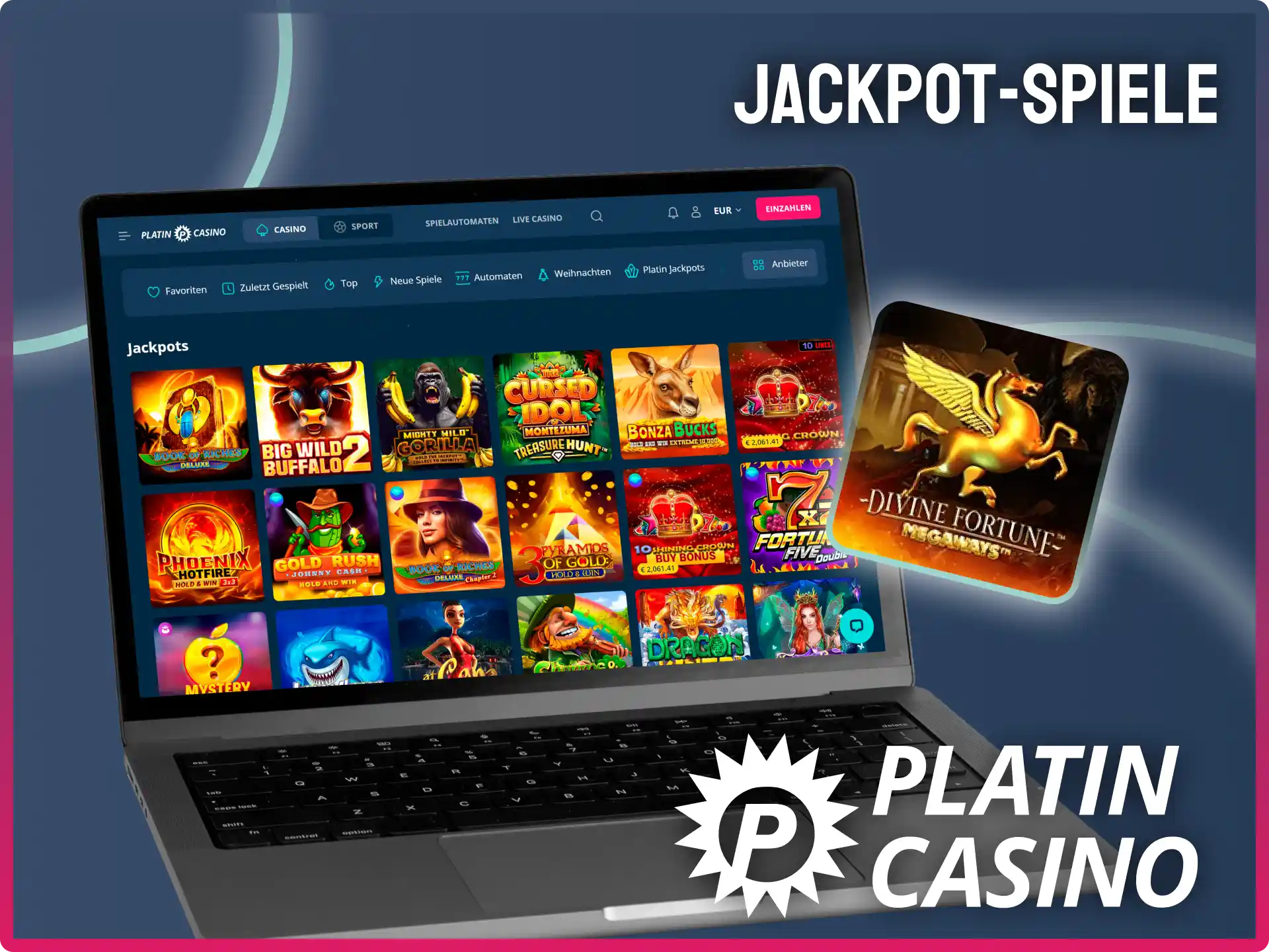 Spiele um lebensverändernde Summen bei den Jackpot-Slots im Platin Casino.