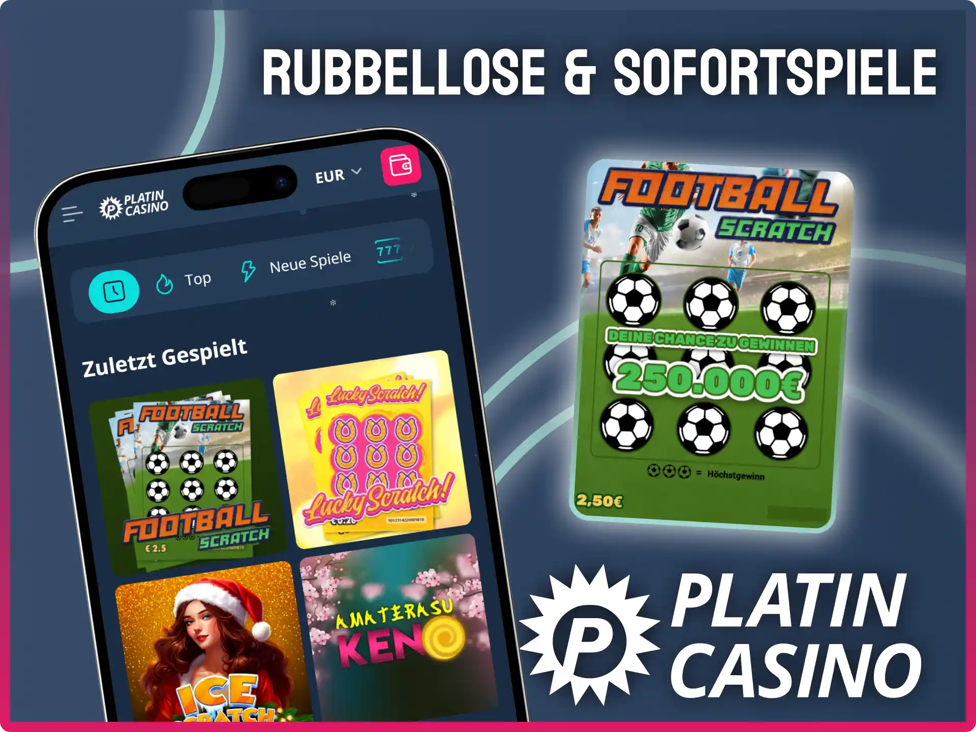 Erziele schnelle Gewinne mit Rubbellosen und kurzweiligen Sofortspielen bei Platin Casino.