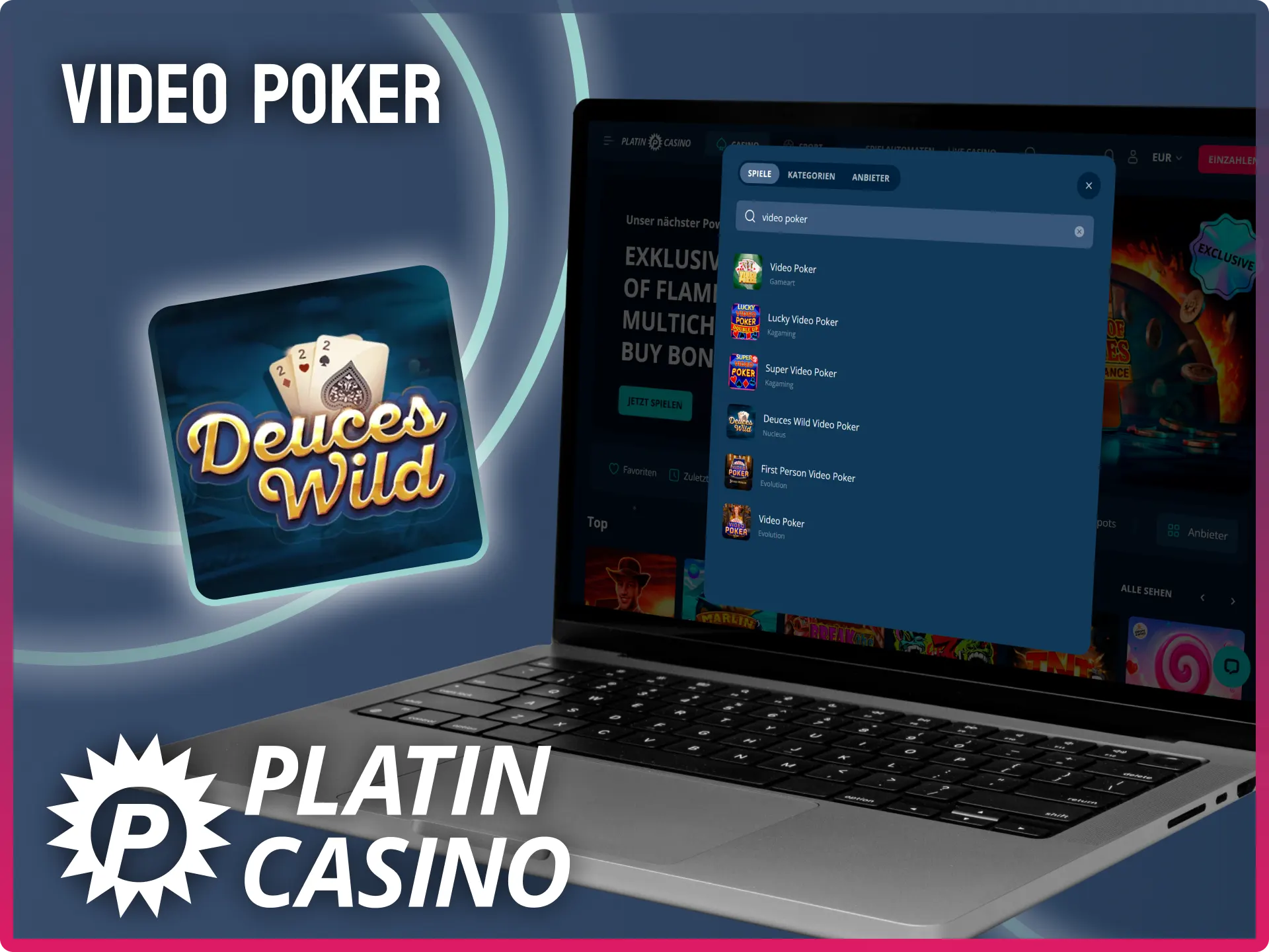 Kombiniere Strategie mit Glück beim Video Poker im Platin Casino.