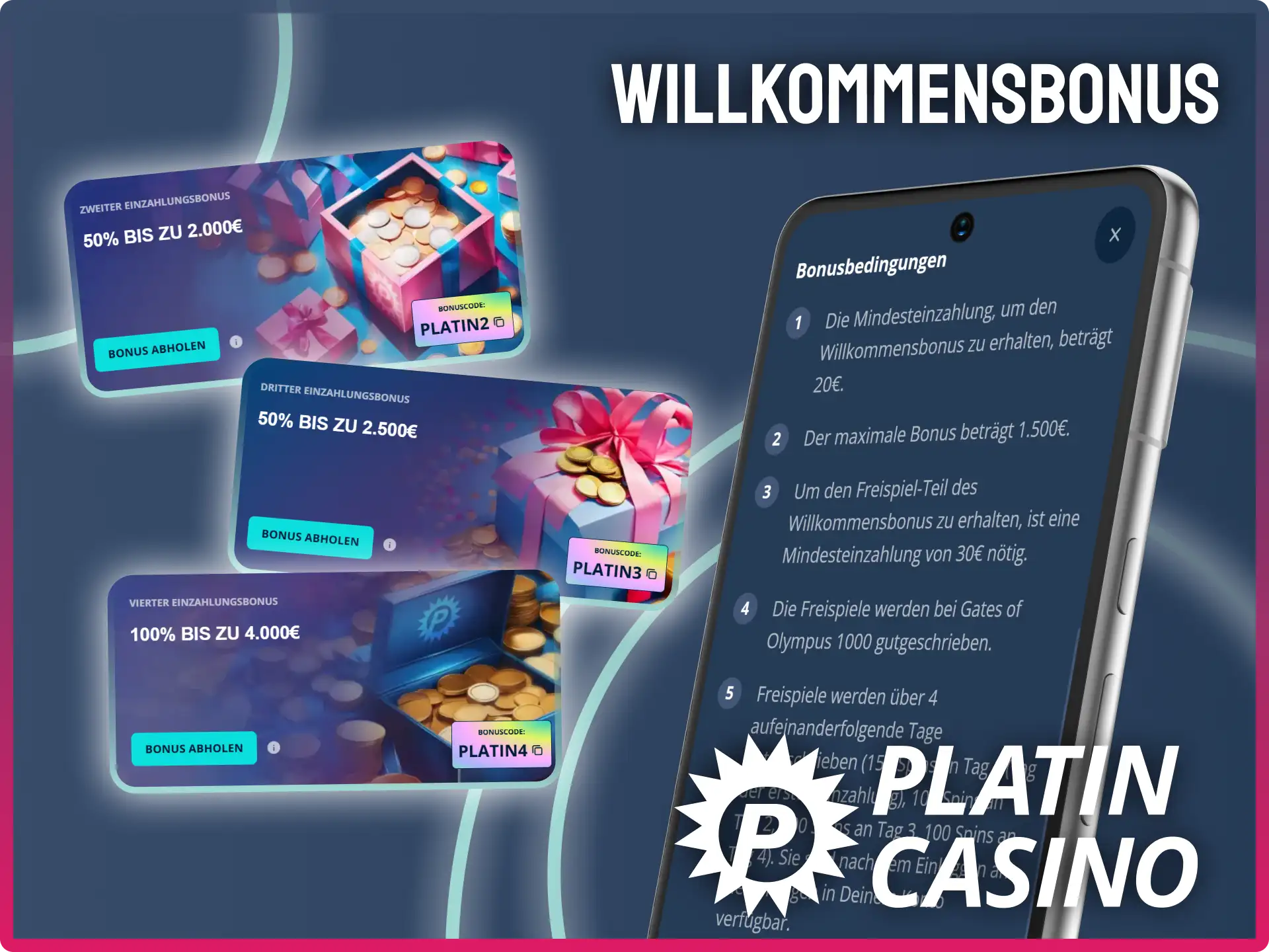 Nutze das Willkommensangebot in der App für einen perfekten Start im Platin Casino.