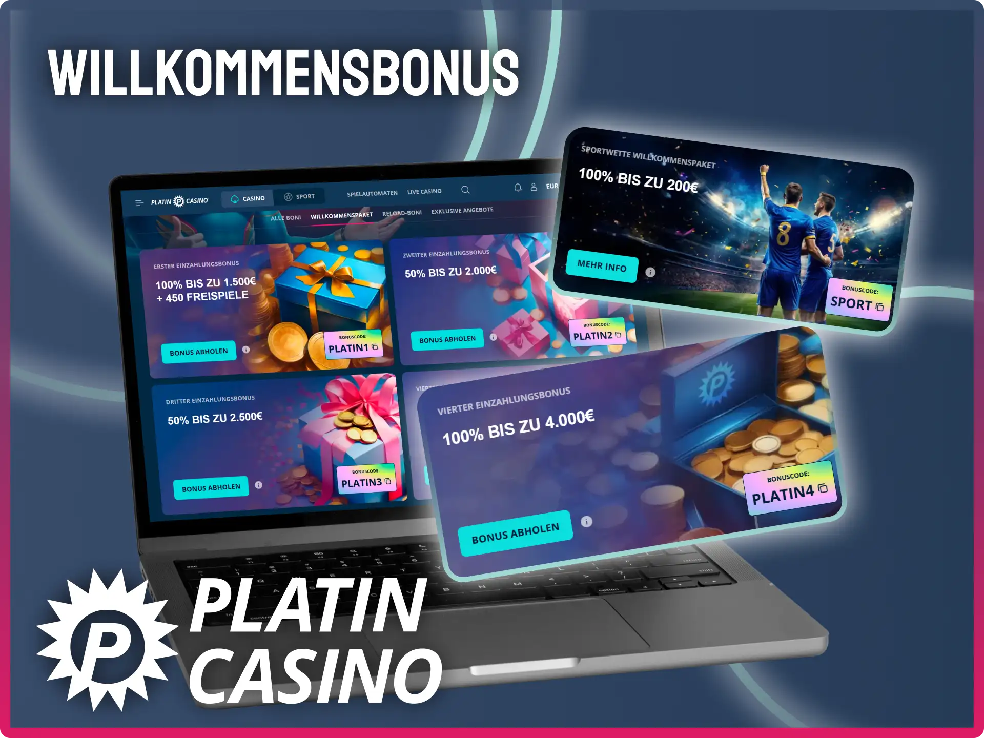 Entscheide dich für das passende Willkommenspaket direkt bei der Einzahlung im Platin Casino.