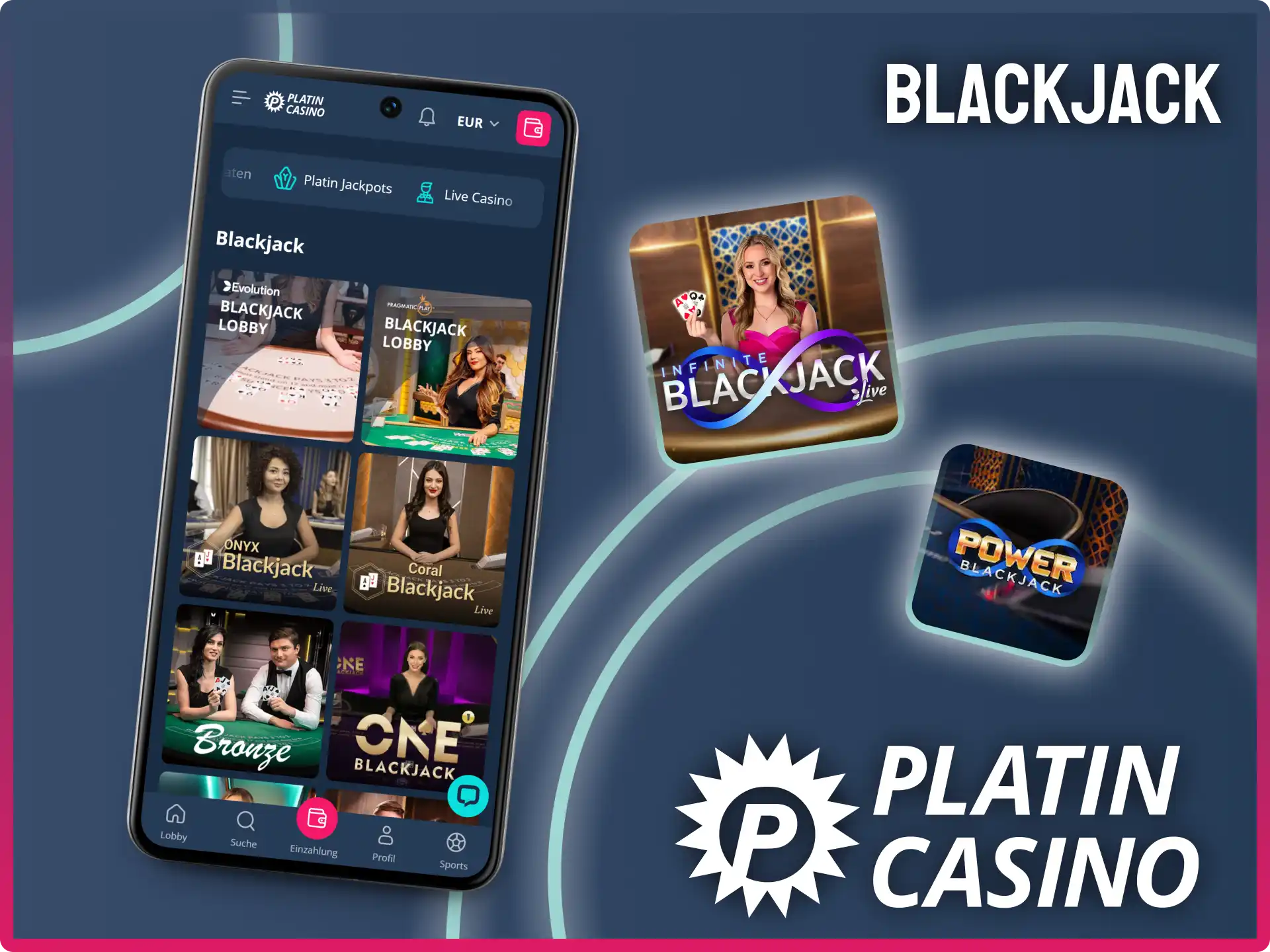 Schlage den Dealer beim Live Blackjack und erziele 21 im Platin Casino.
