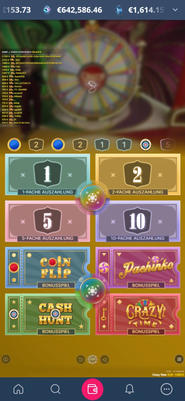Platziere deine Chips auf dem Spielfeld im Platin Casino Live-Bereich.