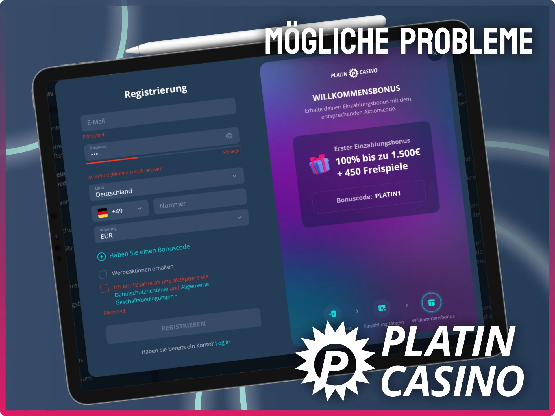 Finde hilfreiche Lösungen für mögliche Probleme bei der Anmeldung im Platin Casino.