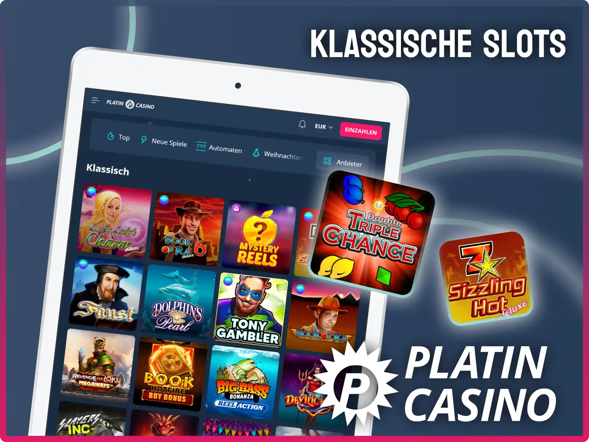 Erlebe nostalgischen Spielspaß mit den klassischen Slots im Platin Casino.