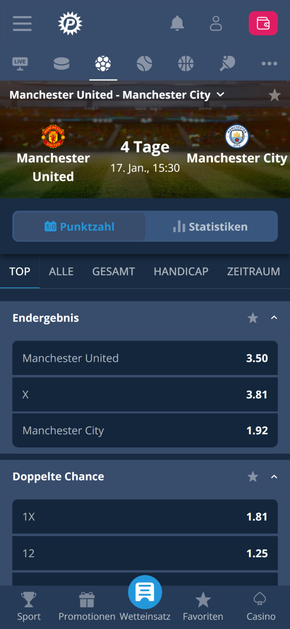 Suche das gewünschte Spiel und klicke auf deine Quote im Platin Casino.