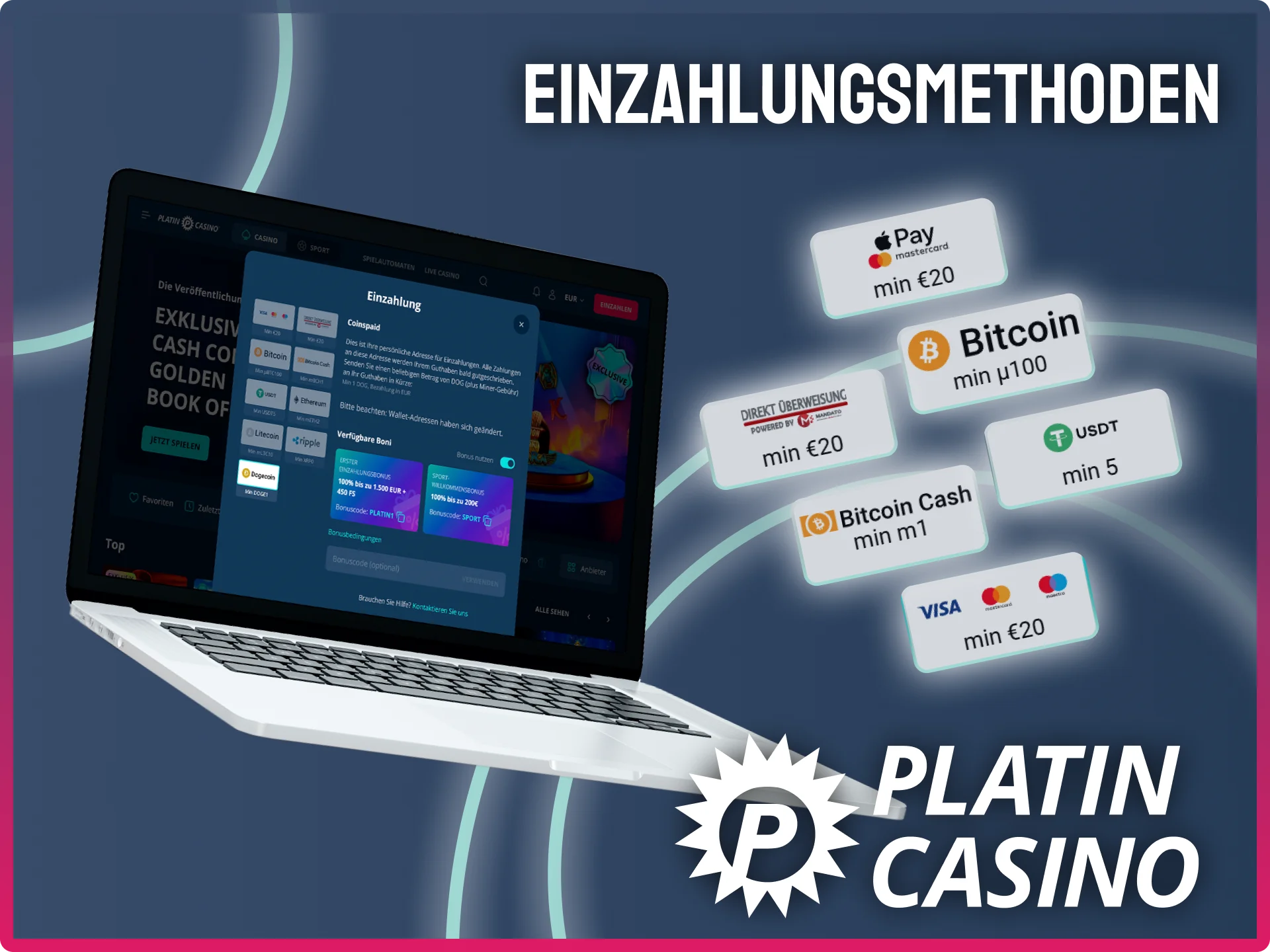 Wähle deine bevorzugte Einzahlungsmethode für Sportwetten im Platin Casino.