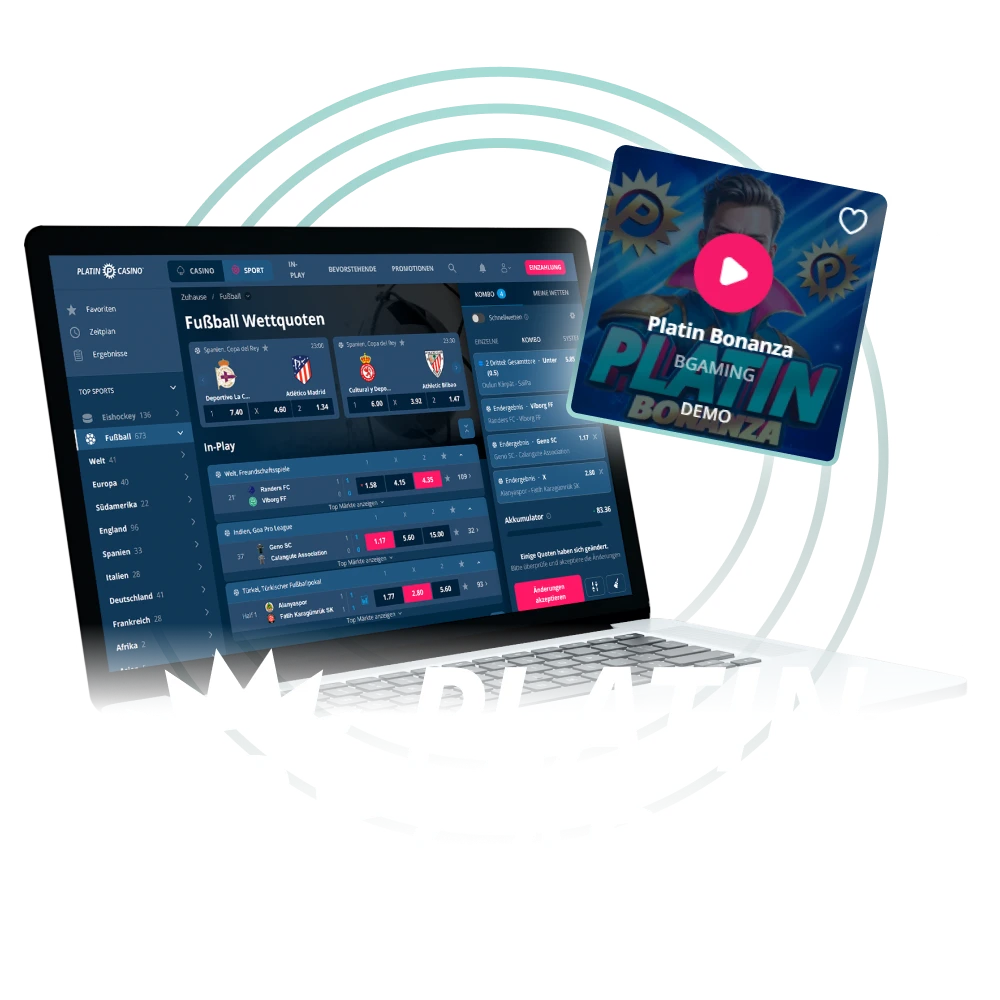 Verfolge Live-Spiele und aktuelle Quoten direkt im Sport-Bereich von Platin Casino.