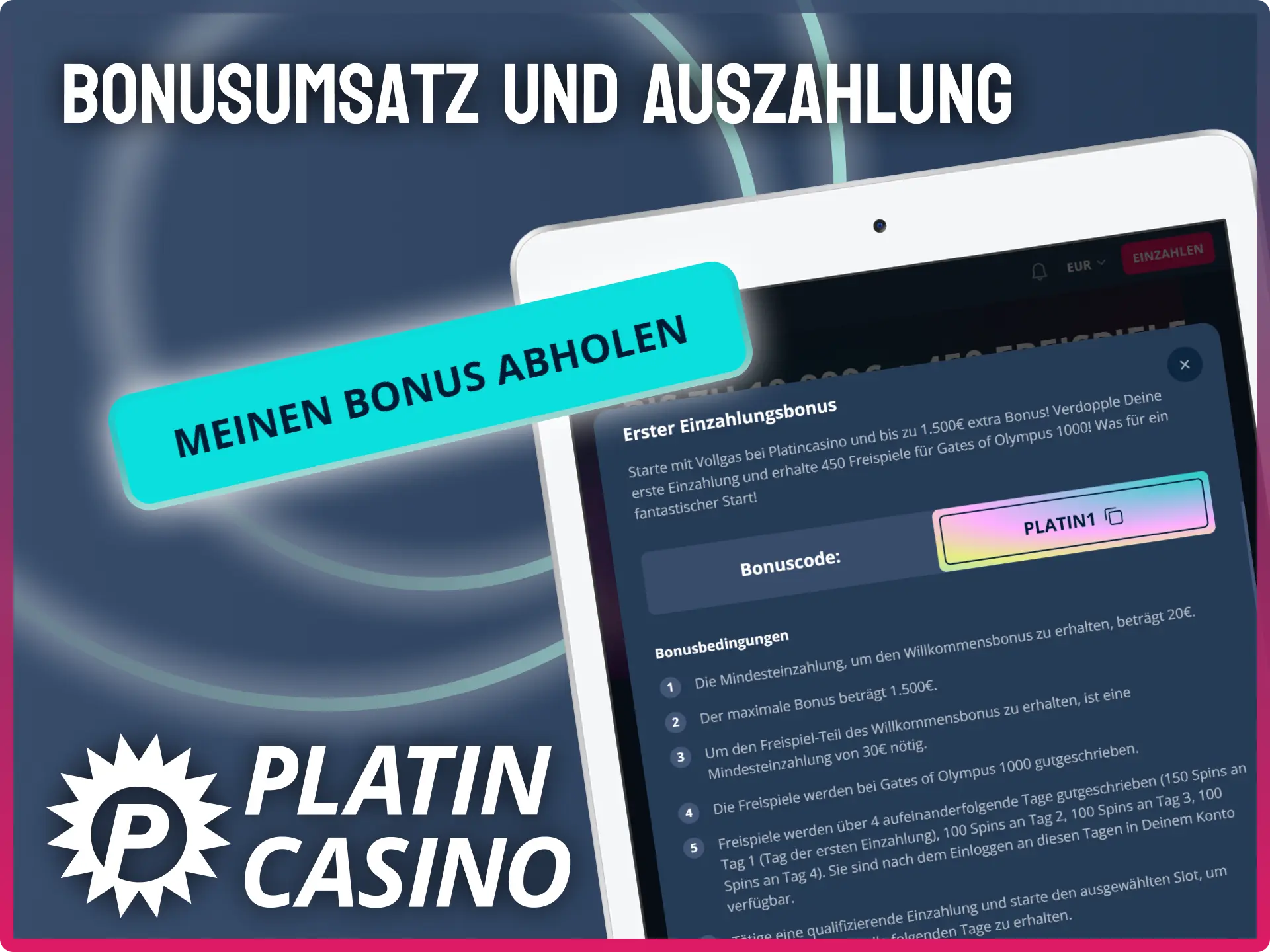 Erfülle den Bonusumsatz und beantrage deine Auszahlung im Platin Casino.