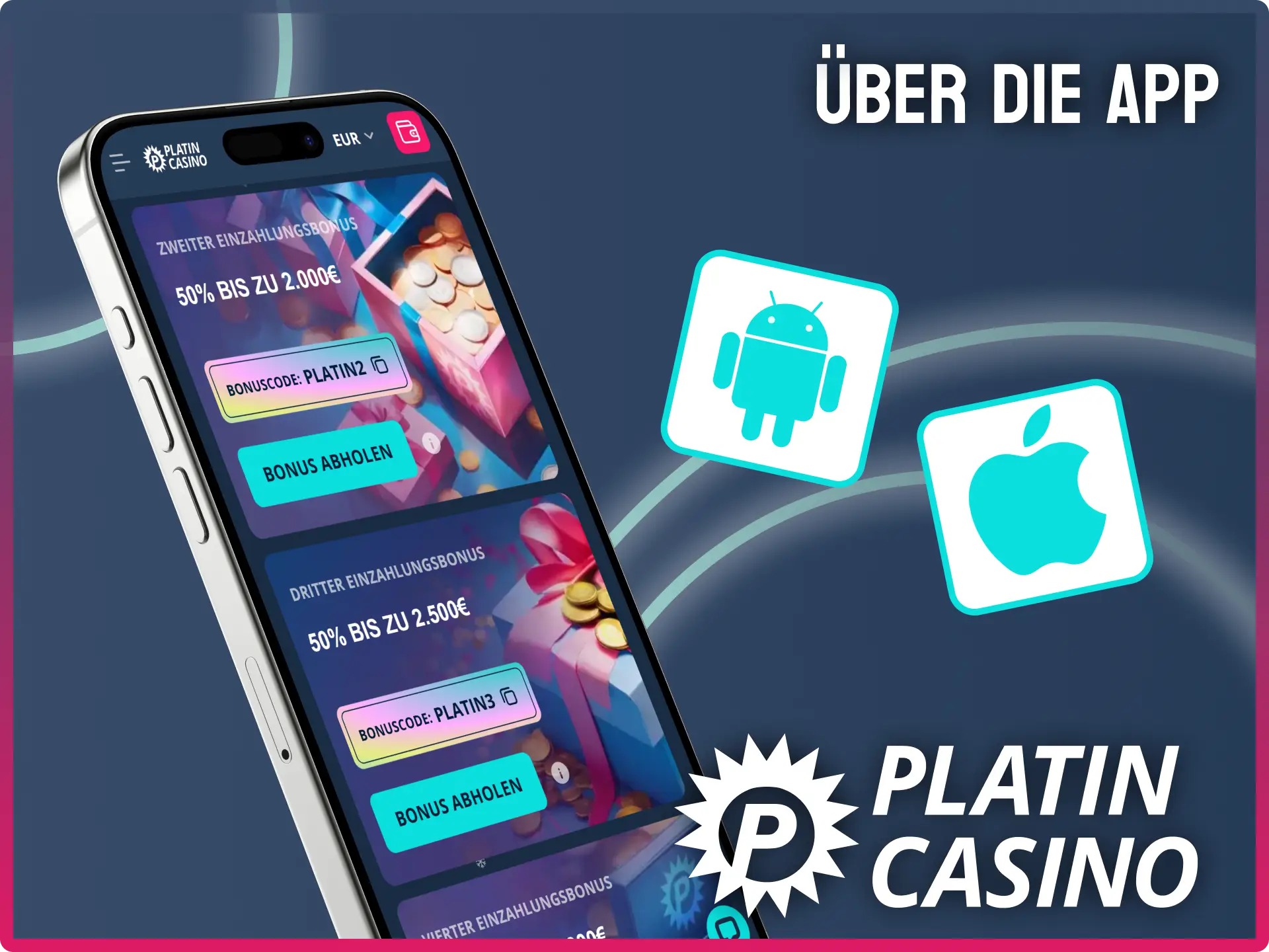 Sichere dir den Willkommensbonus bequem über die App von Platin Casino.