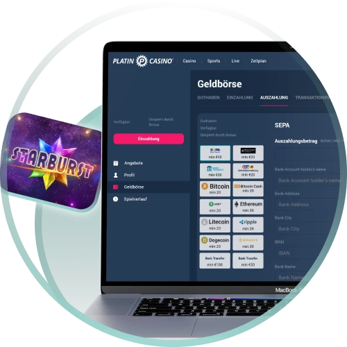 Holen Sie sich Ihre Starburst-Gewinne schnell bei Platin Casino mit blitzschnellen Auszahlungen.
